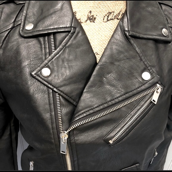 L'Olive Verte Faux Leather Moto Jacket - Picture 4 of 4